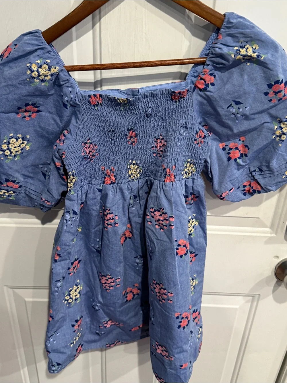 Janie And Jack Blue Floral Smocked Bubble Dress Light Blue Preppy